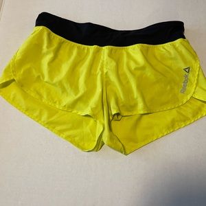 Reebok Neon Yellow Les Mills Shorts with Liner Medium
